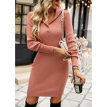 YESFASHION Sweaters Skirt Winter Waist Slim Warm One-step Dress