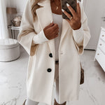 YESFASHION Women Woolen Coats Autumn Winter 3/4 Sleeve Jacket