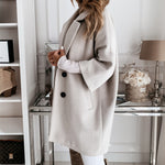 YESFASHION Women Woolen Coats Autumn Winter 3/4 Sleeve Jacket