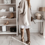 YESFASHION Women Woolen Coats Autumn Winter 3/4 Sleeve Jacket