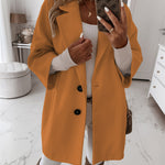 YESFASHION Women Woolen Coats Autumn Winter 3/4 Sleeve Jacket