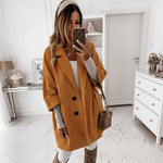 YESFASHION Women Woolen Coats Autumn Winter 3/4 Sleeve Jacket