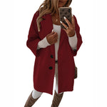 YESFASHION Women Woolen Coats Autumn Winter 3/4 Sleeve Jacket