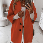 YESFASHION Women Woolen Coats Autumn Winter 3/4 Sleeve Jacket