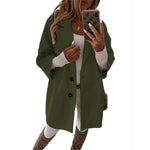 YESFASHION Women Woolen Coats Autumn Winter 3/4 Sleeve Jacket