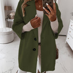 YESFASHION Women Woolen Coats Autumn Winter 3/4 Sleeve Jacket