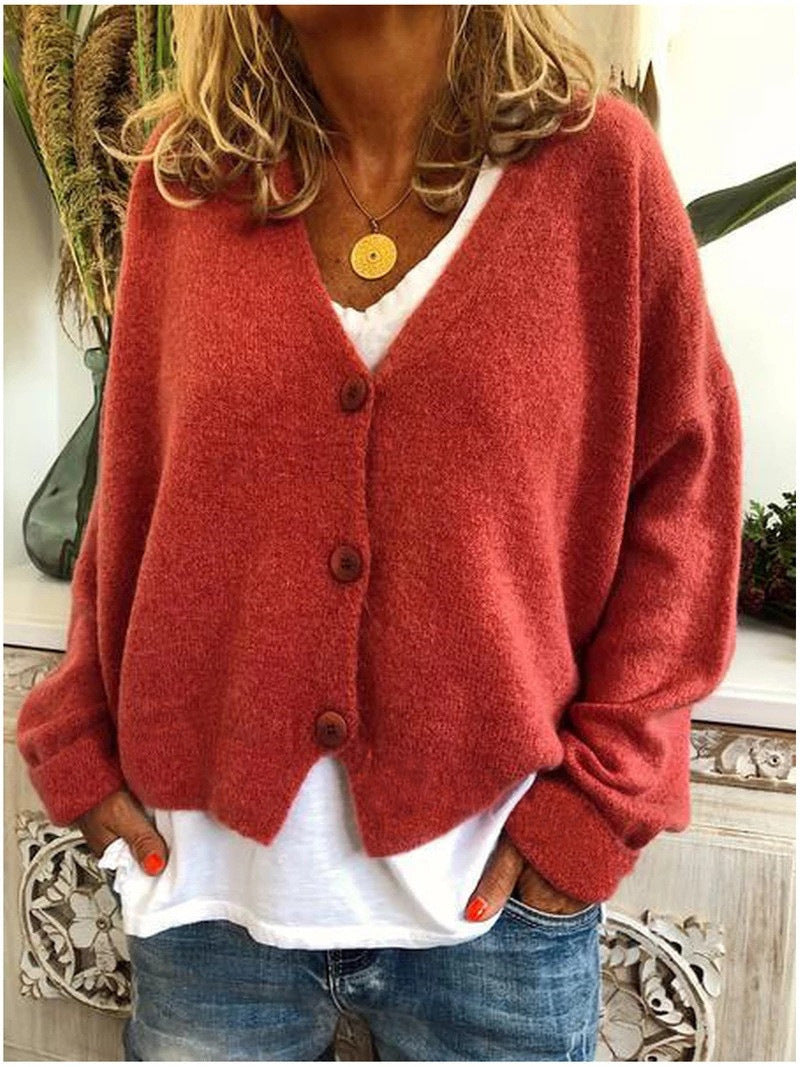 YESFASHION Women Clothing Casual Loose Sweaters Knitted Cardigan