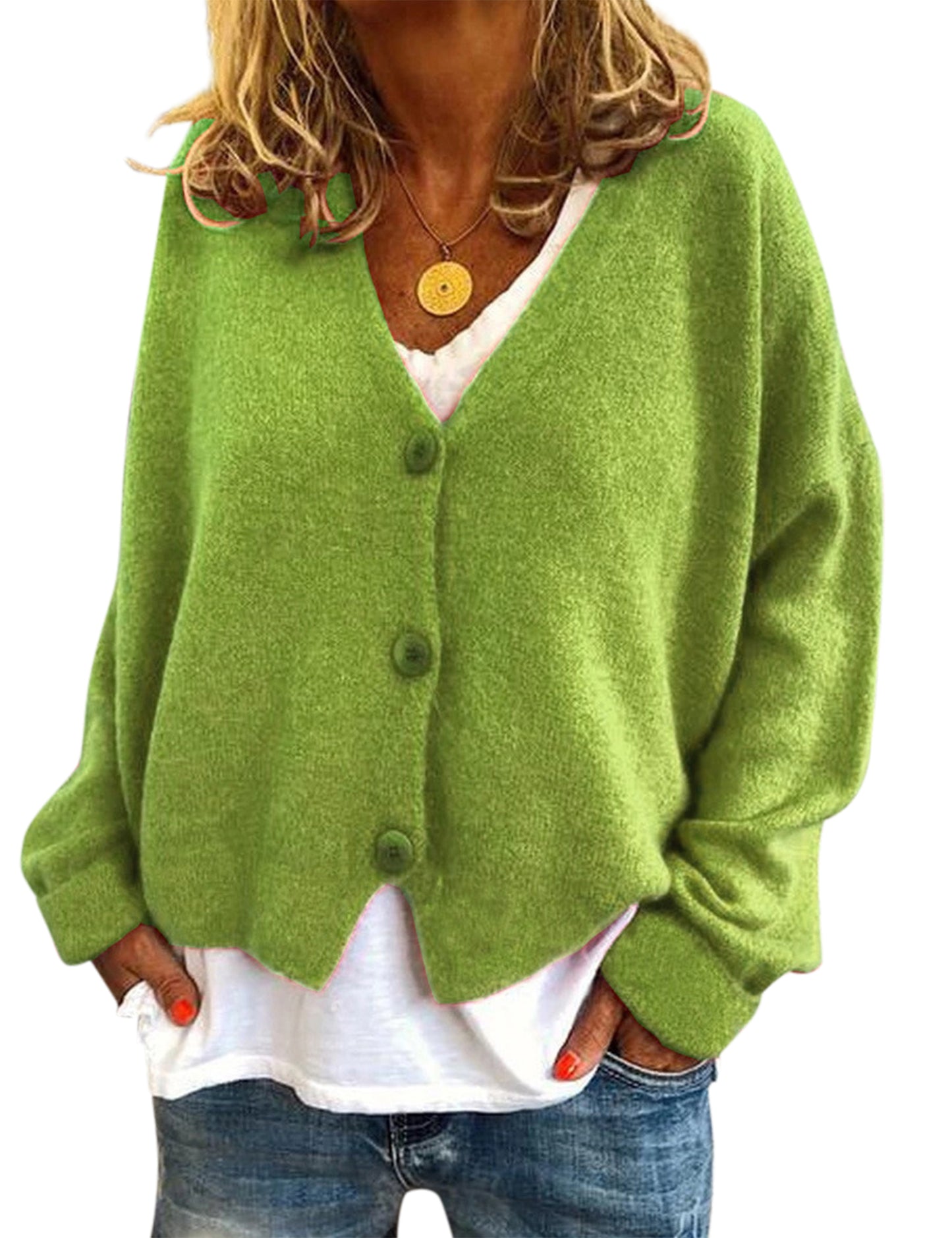 YESFASHION Women Clothing Casual Loose Sweaters Knitted Cardigan