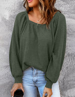 YESFASHION Square Neck Loose Casual Knitted Sweater Tops