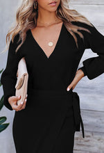 YESFASHION Women Dresses Cross Border Elegant V-neck Knitted Dress