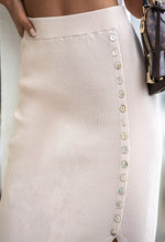 YESFASHION New Button Slit Temperament Pit Strip Ribbed Skirt