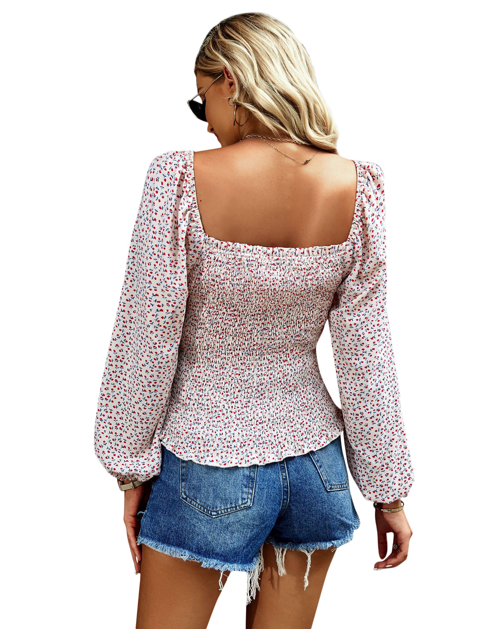 YESFASHION Self-designed Square Collar Shirt Four Seasons Women