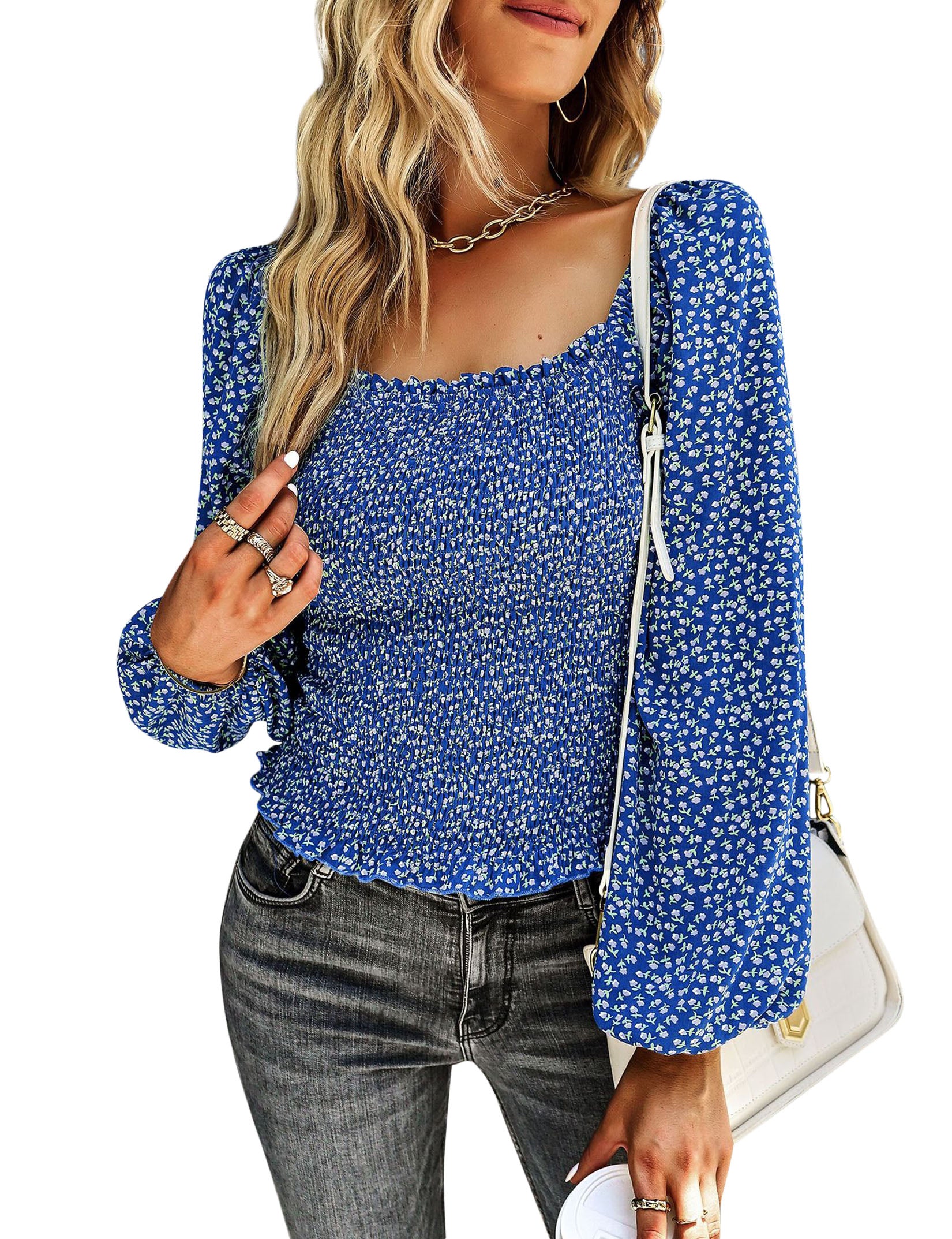 YESFASHION Self-designed Square Collar Shirt Four Seasons Women