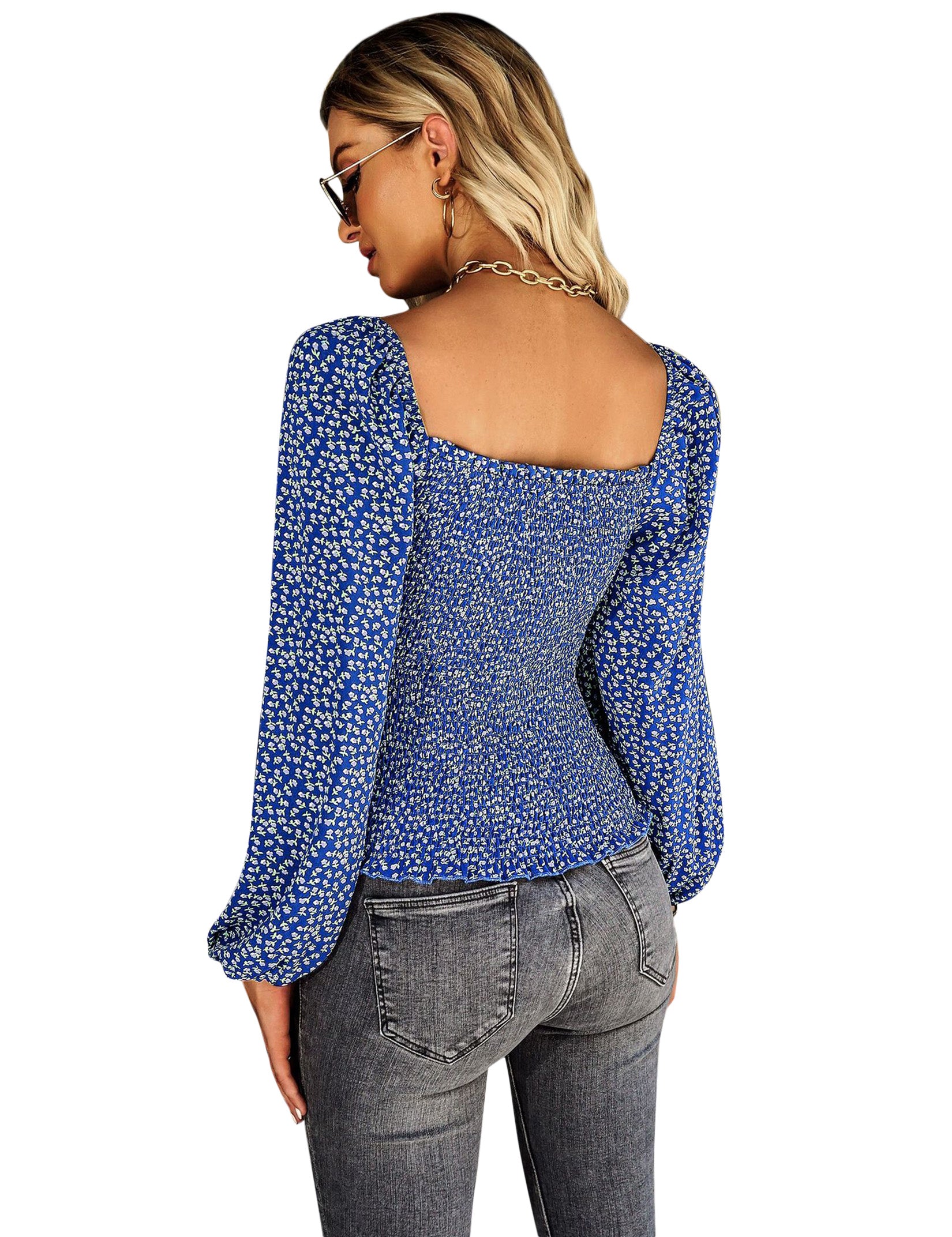 YESFASHION Self-designed Square Collar Shirt Four Seasons Women