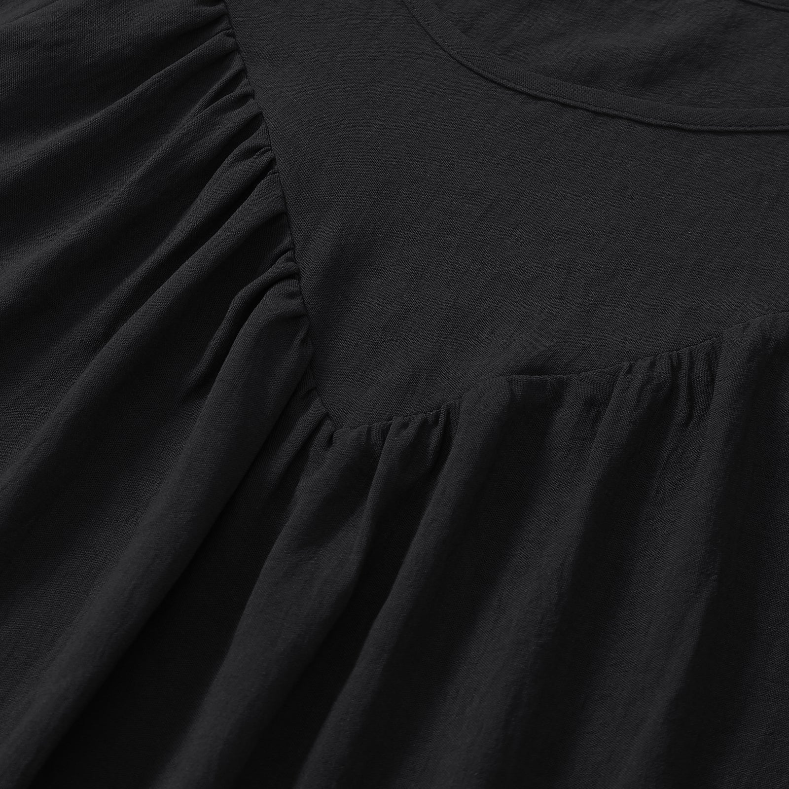 YESFASHION Women Clothing Solid Color Round Neck Pullover Shirt Tops