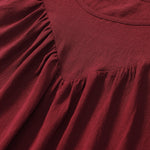 YESFASHION Women Clothing Solid Color Round Neck Pullover Shirt Tops