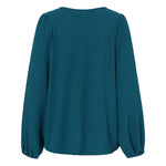 YESFASHION Women Clothing Solid Color Round Neck Pullover Shirt Tops