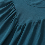 YESFASHION Women Clothing Solid Color Round Neck Pullover Shirt Tops