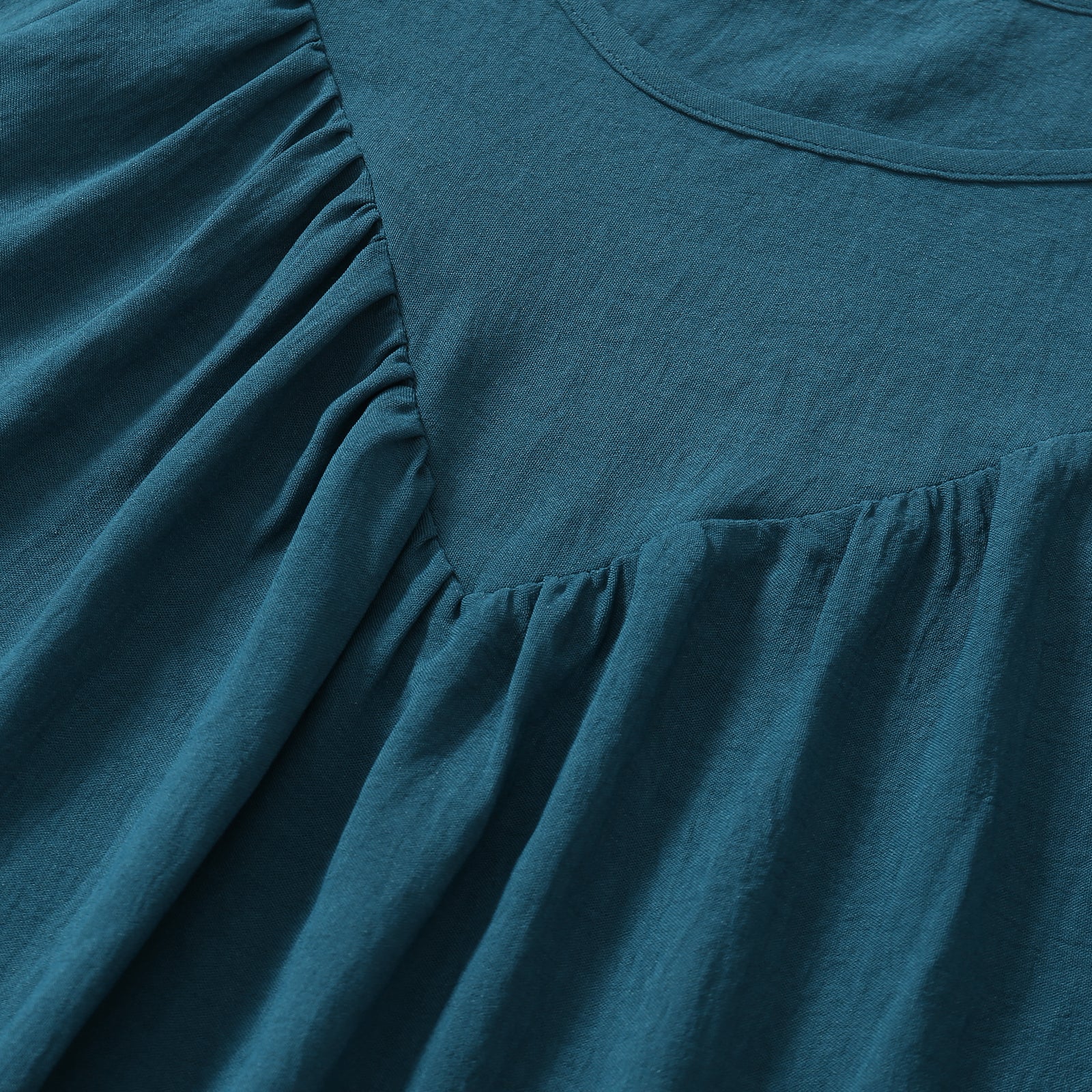 YESFASHION Women Clothing Solid Color Round Neck Pullover Shirt Tops