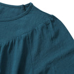 YESFASHION Women Clothing Solid Color Round Neck Pullover Shirt Tops