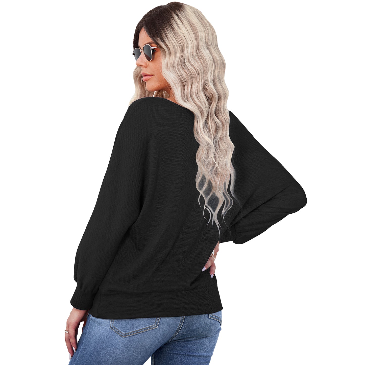 YESFASHION Neck Pullover Bottoming Shirt Stitching T-shirt Tops
