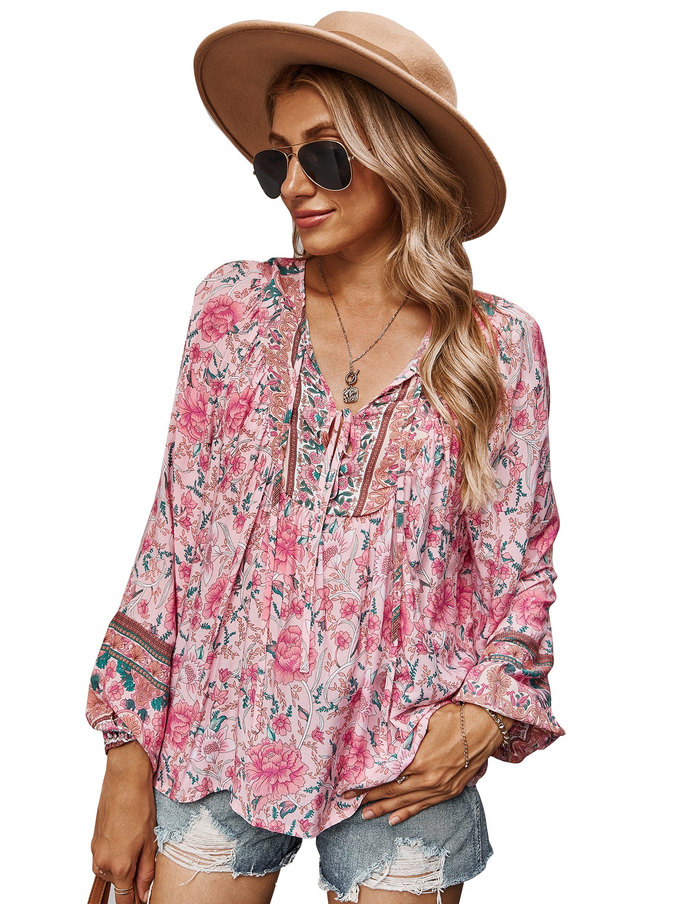 YESFASHION Cross Border Women Fall Romantic Holiday Print Tops