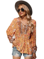 YESFASHION Cross Border Women Fall Romantic Holiday Print Tops