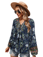 YESFASHION Cross Border Women Fall Romantic Holiday Print Tops