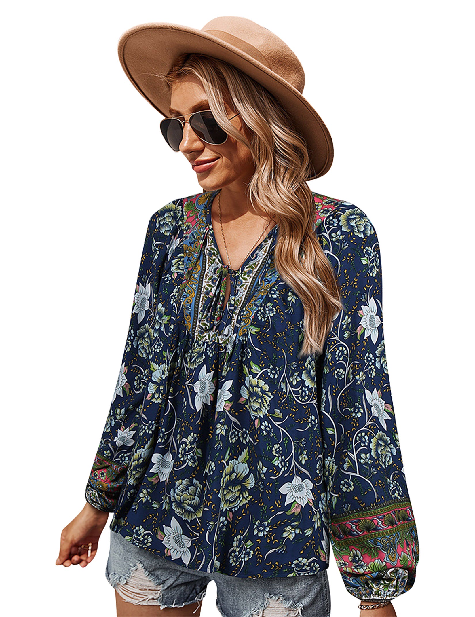 YESFASHION Cross Border Women Fall Romantic Holiday Print Tops