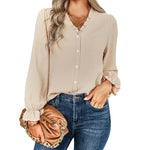 YESFASHION V-neck Shirts Women Fashion Casual Polka Dot Shirts