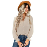 YESFASHION V-neck Shirts Women Fashion Casual Polka Dot Shirts