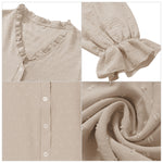 YESFASHION V-neck Shirts Women Fashion Casual Polka Dot Shirts