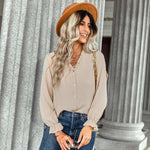 YESFASHION V-neck Shirts Women Fashion Casual Polka Dot Shirts