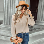 YESFASHION V-neck Shirts Women Fashion Casual Polka Dot Shirts