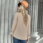 YESFASHION V-neck Shirts Women Fashion Casual Polka Dot Shirts