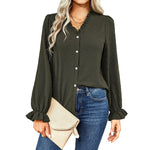 YESFASHION V-neck Shirts Women Fashion Casual Polka Dot Shirts