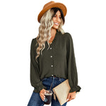 YESFASHION V-neck Shirts Women Fashion Casual Polka Dot Shirts