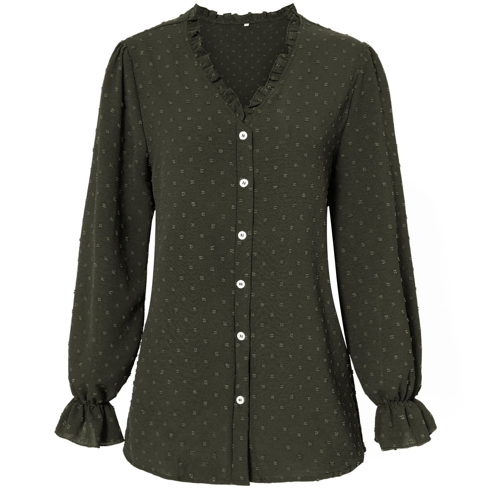YESFASHION V-neck Shirts Women Fashion Casual Polka Dot Shirts