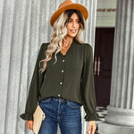 YESFASHION V-neck Shirts Women Fashion Casual Polka Dot Shirts