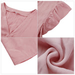 YESFASHION V-neck Sexy Flying Sleeve Solid Color Dress