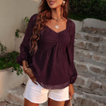 YESFASHION Pullover Tops Women Style Loose All-match Chiffon Shirt