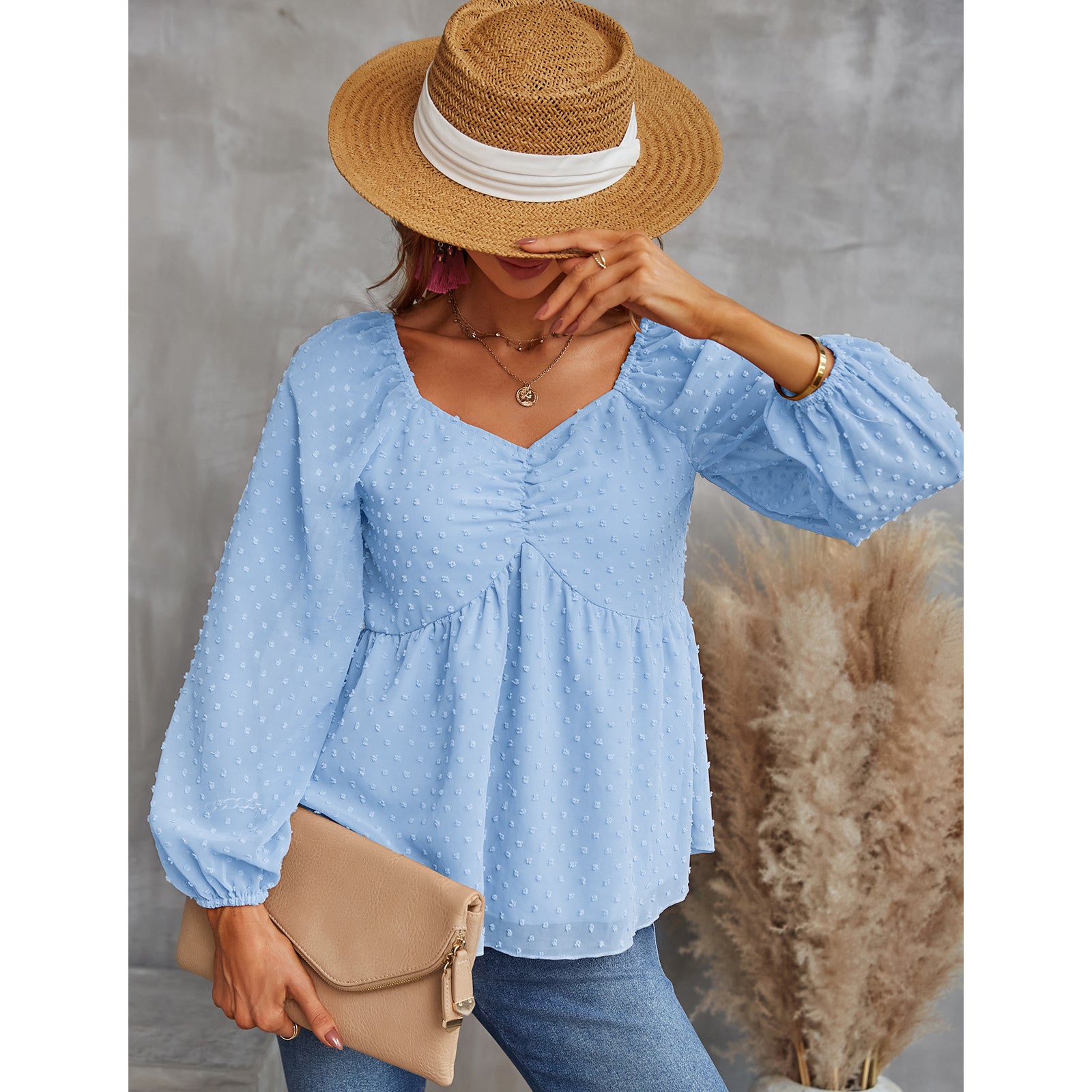 YESFASHION Pullover Tops Women Style Loose All-match Chiffon Shirt