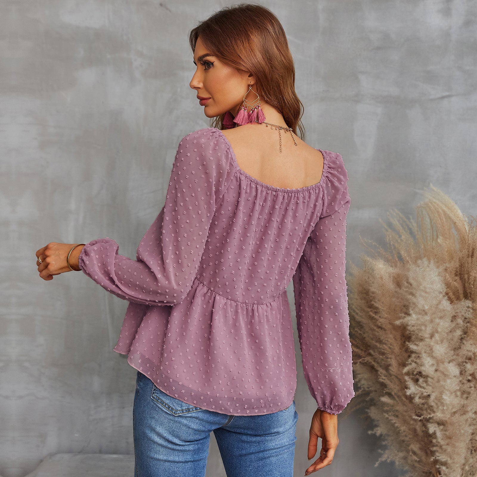 YESFASHION Pullover Tops Women Style Loose All-match Chiffon Shirt