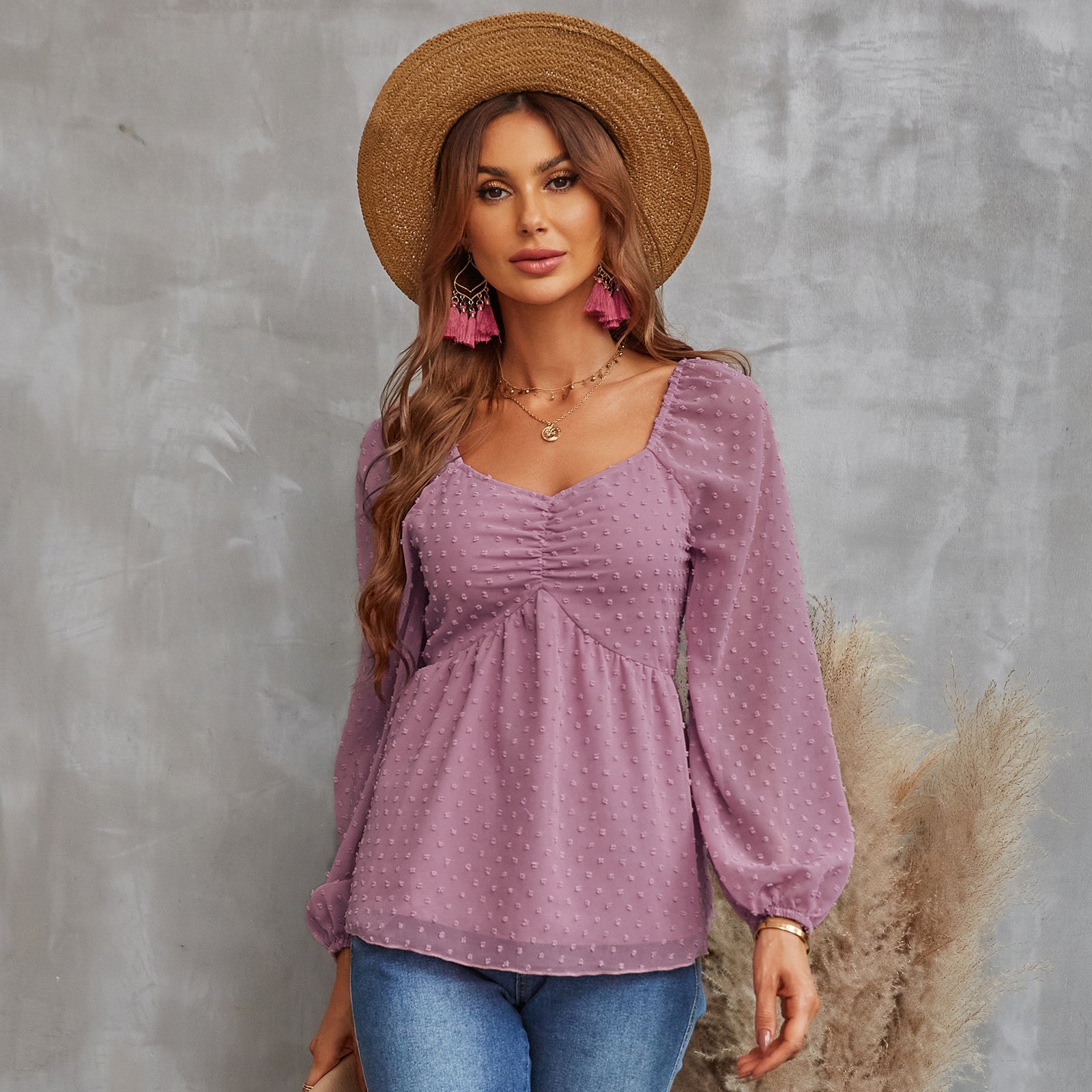 YESFASHION Pullover Tops Women Style Loose All-match Chiffon Shirt