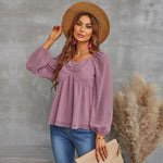 YESFASHION Pullover Tops Women Style Loose All-match Chiffon Shirt