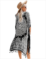 YESFASHION Seaside Holiday Print Fringed Blouse Cardigan Jacket