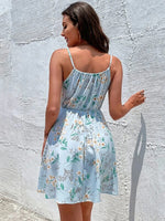 YESFASHION Pullover Print Elastic Waist Sling Short Skirt Women Dress