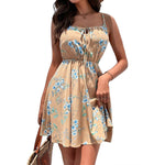 YESFASHION Pullover Print Elastic Waist Sling Short Skirt Women Dress