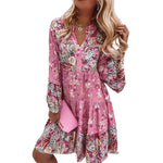 YESFASHION Floral Patchwork Print Short Skirt Ninth Layered Mini Dress PBY-0YB1