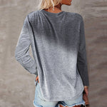 YESFASHION Casual Tie Dye Printed Pocket Long Sleeve T-shirt Tops